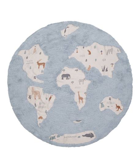 Afk Living - Tapis Enfant Lavable Monde Bleu