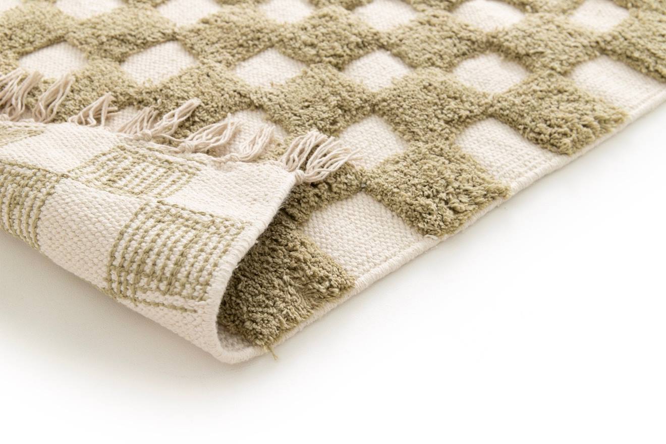 Tapis Enfant À Carreaux 100% Coton Mael Beige (Afk Living) - Image 2