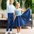 Robe cérémonie  qui tourne fleurie    hepburn Bleu denim bleu roi 2 - vertbaudet enfant 