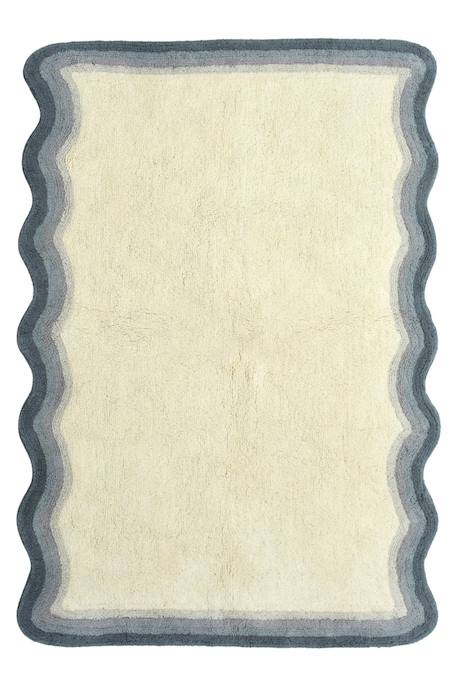 Afk Living - Tapis Enfant En Coton Biscuit Bleu