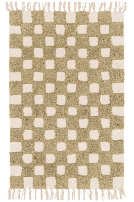 Afk Living - Tapis Enfant À Carreaux 100% Coton Mael Beige