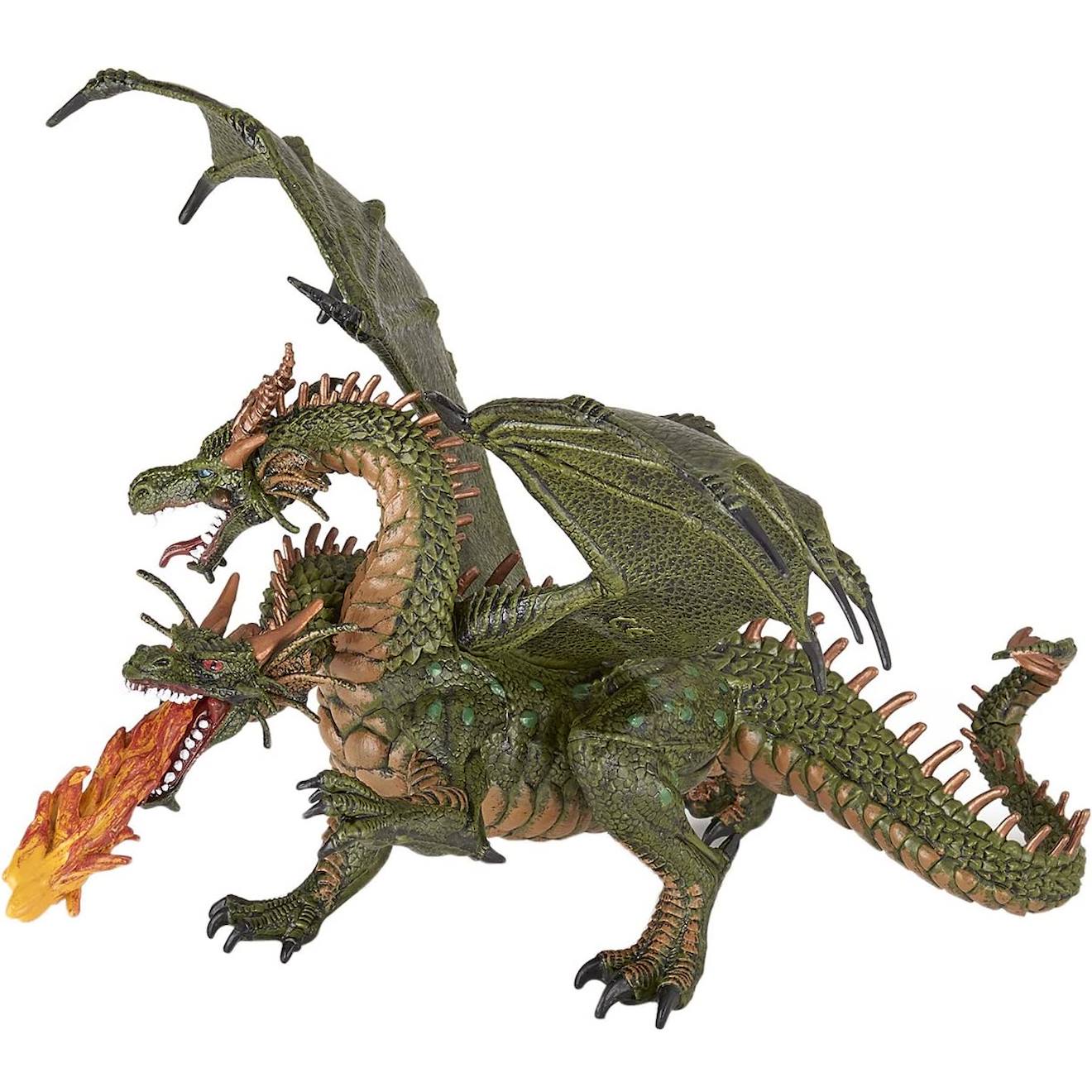 Figurine Dragon Deux Têtes Vert