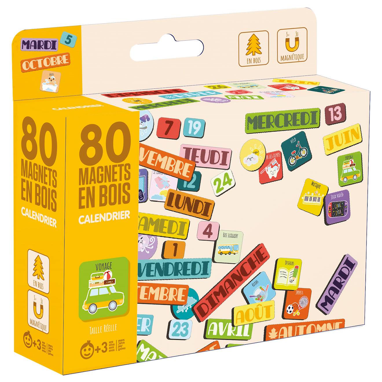 Magnets En Bois Calendrier Beige