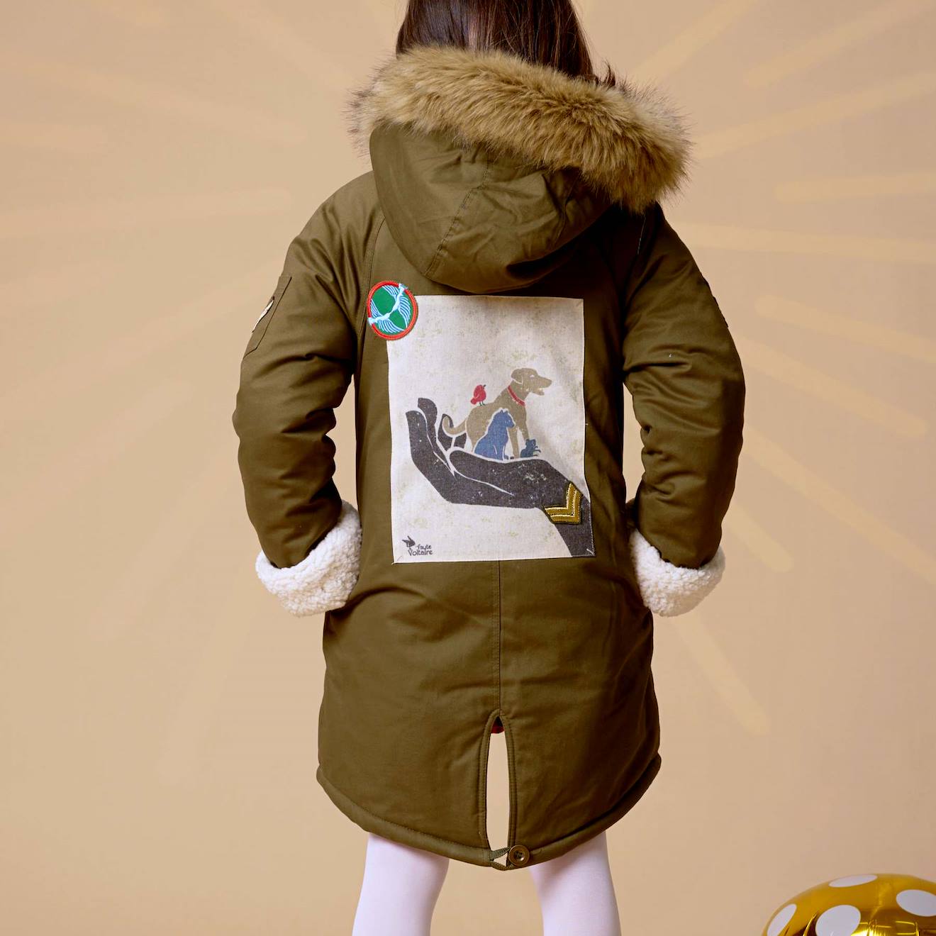 Parka Longue À Capuche & Rock & Peace Vert Kaki