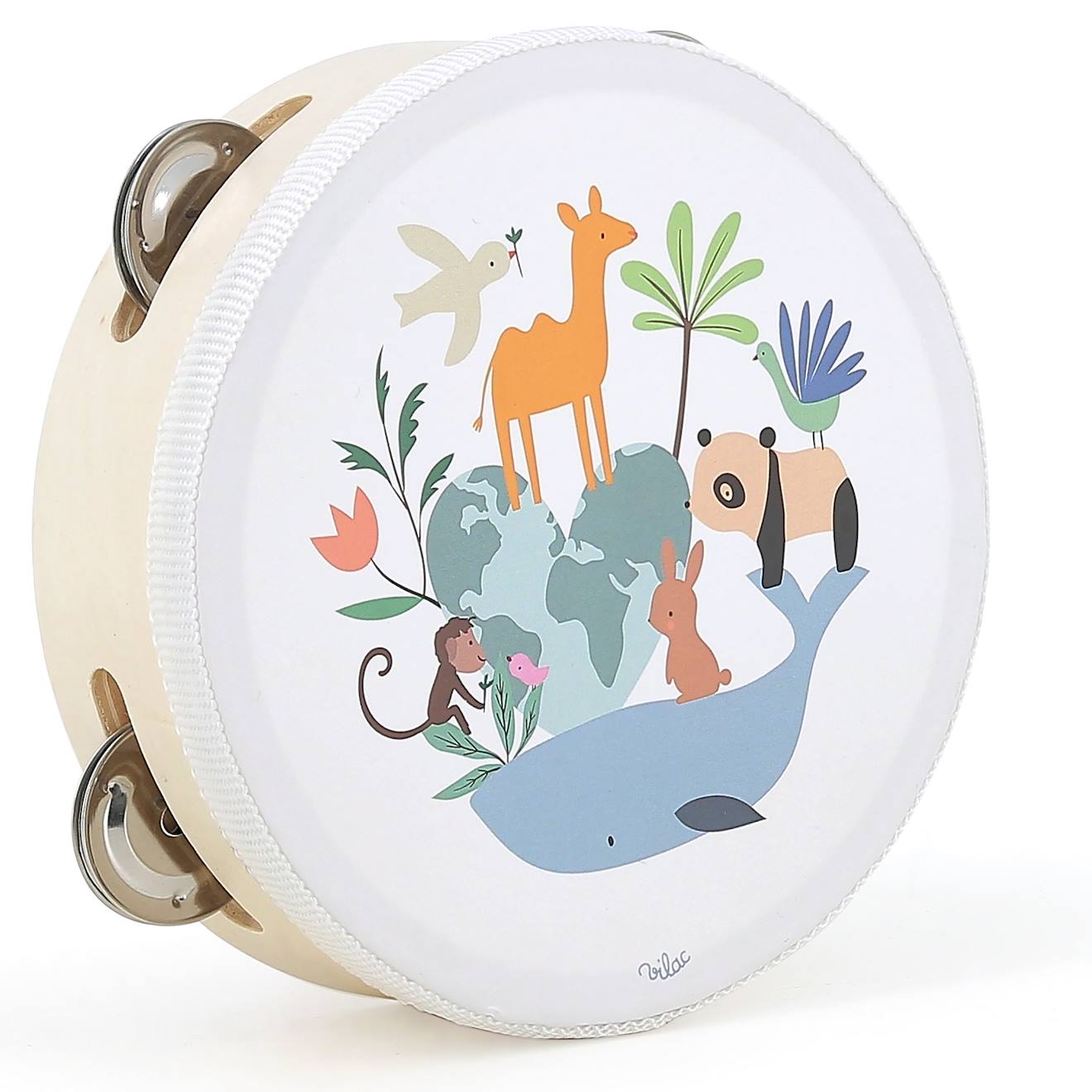 Tambourin Animaux Du Monde Sarah Betz Blanc