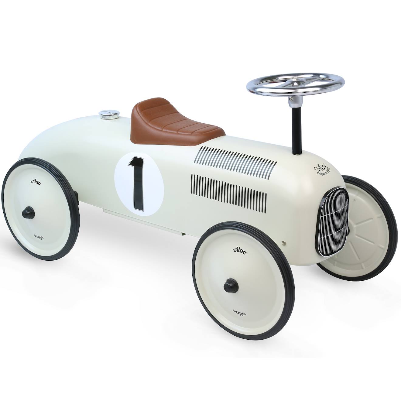 Porteur Voiture Vintage En Métal Blanc