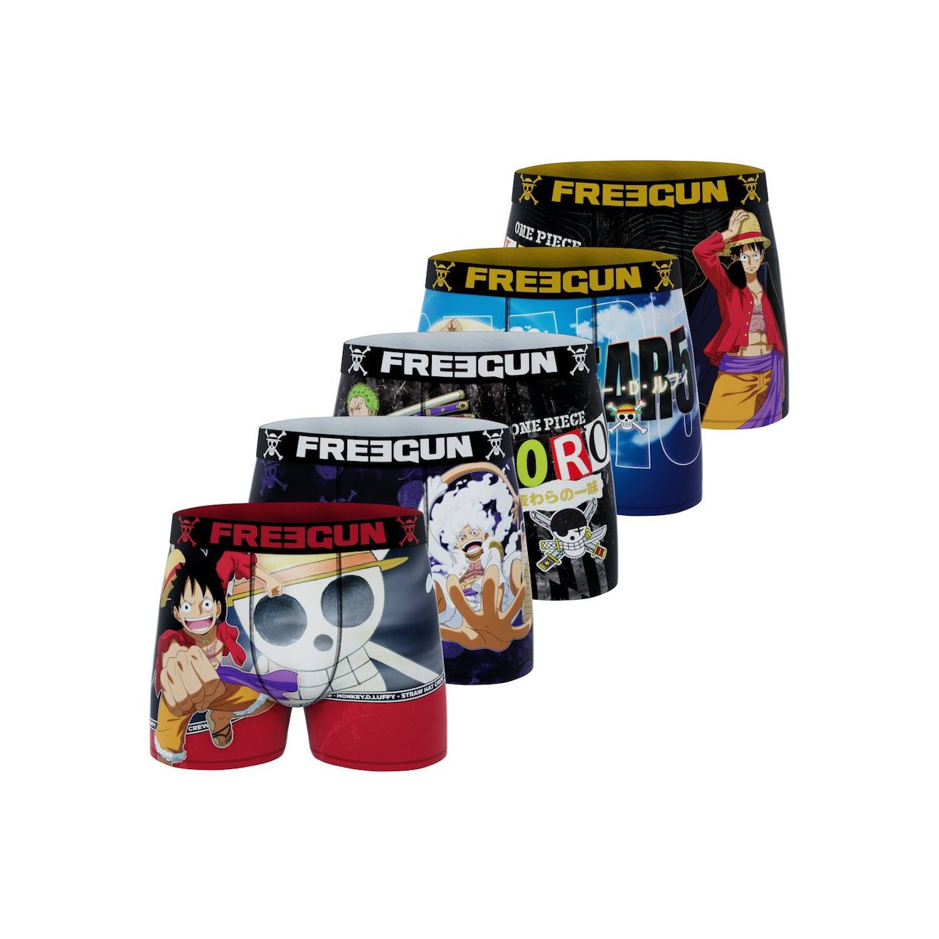 Lot De 5 Boxers One Piece Rouge/violet/blanc/noir/turquo