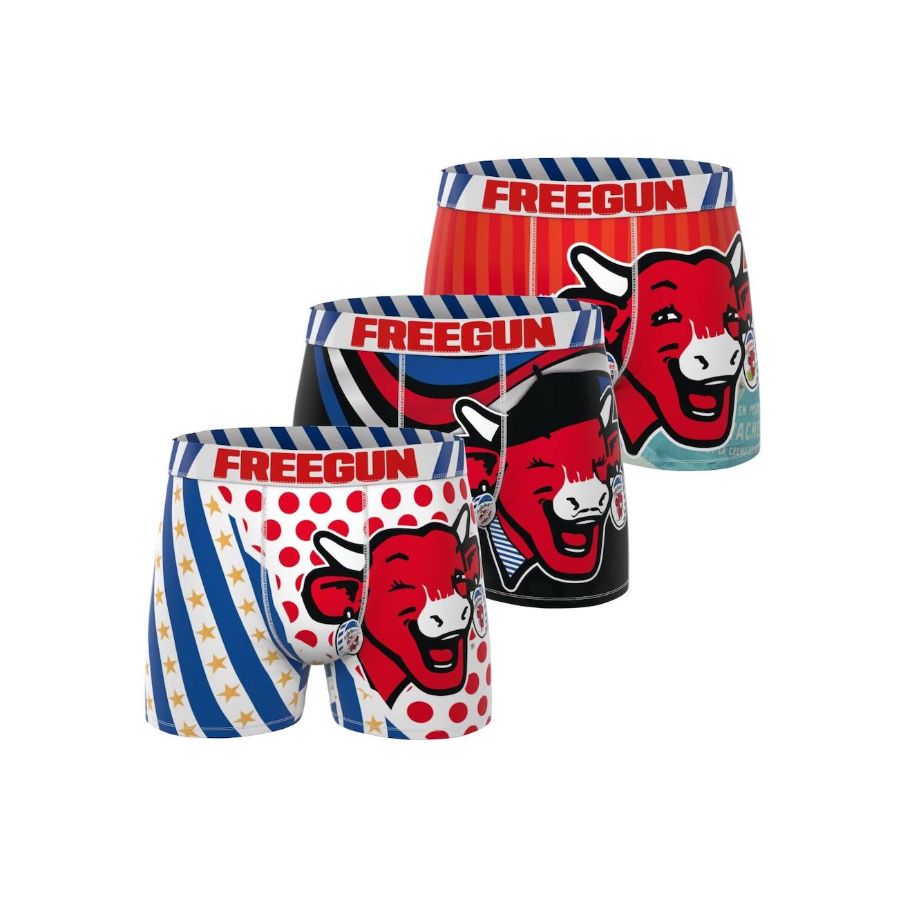 Lot De 3 Boxers La Vache Qui Rit Rouge/noir/bleu/blanc