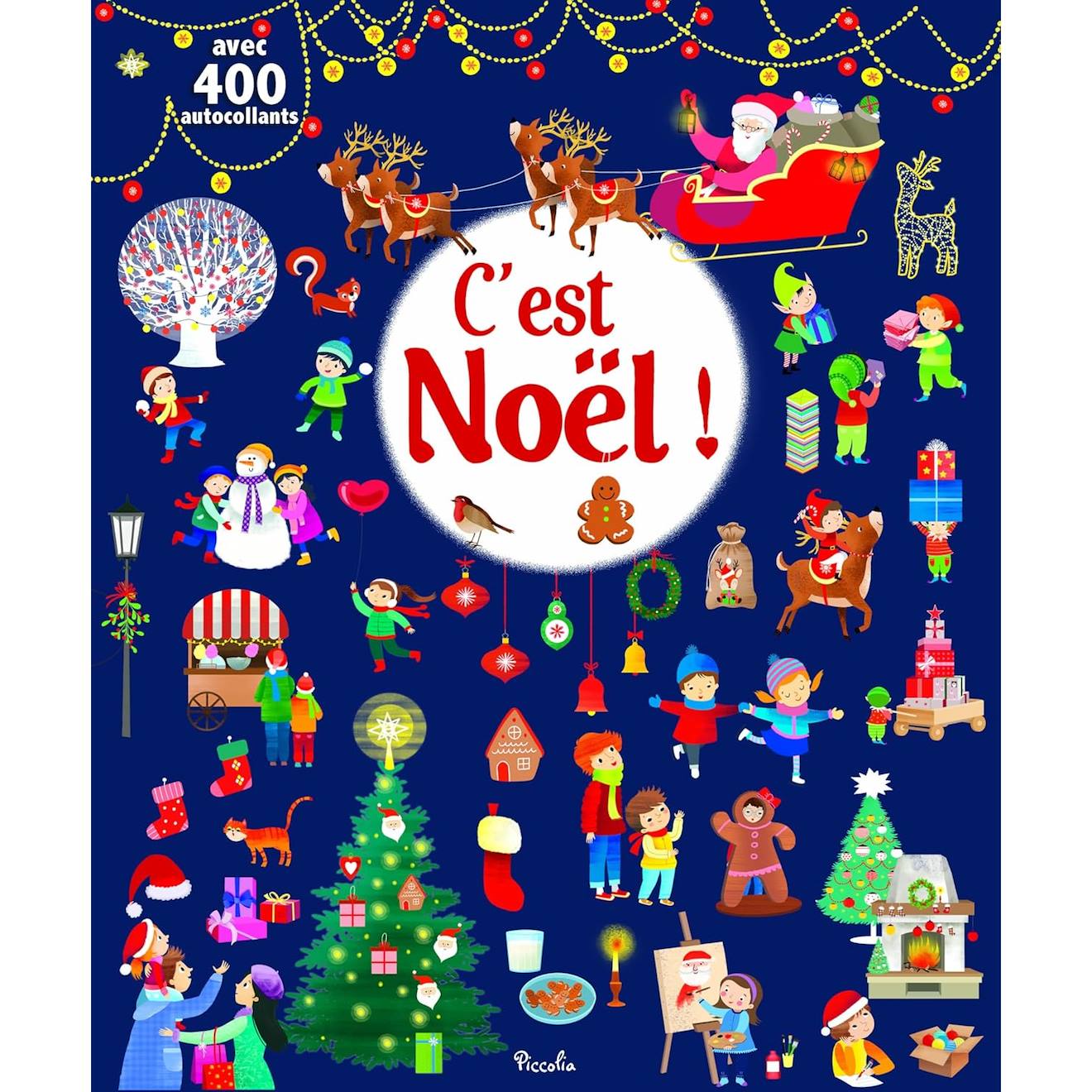 400 Autocollants C'est Noël Bleu