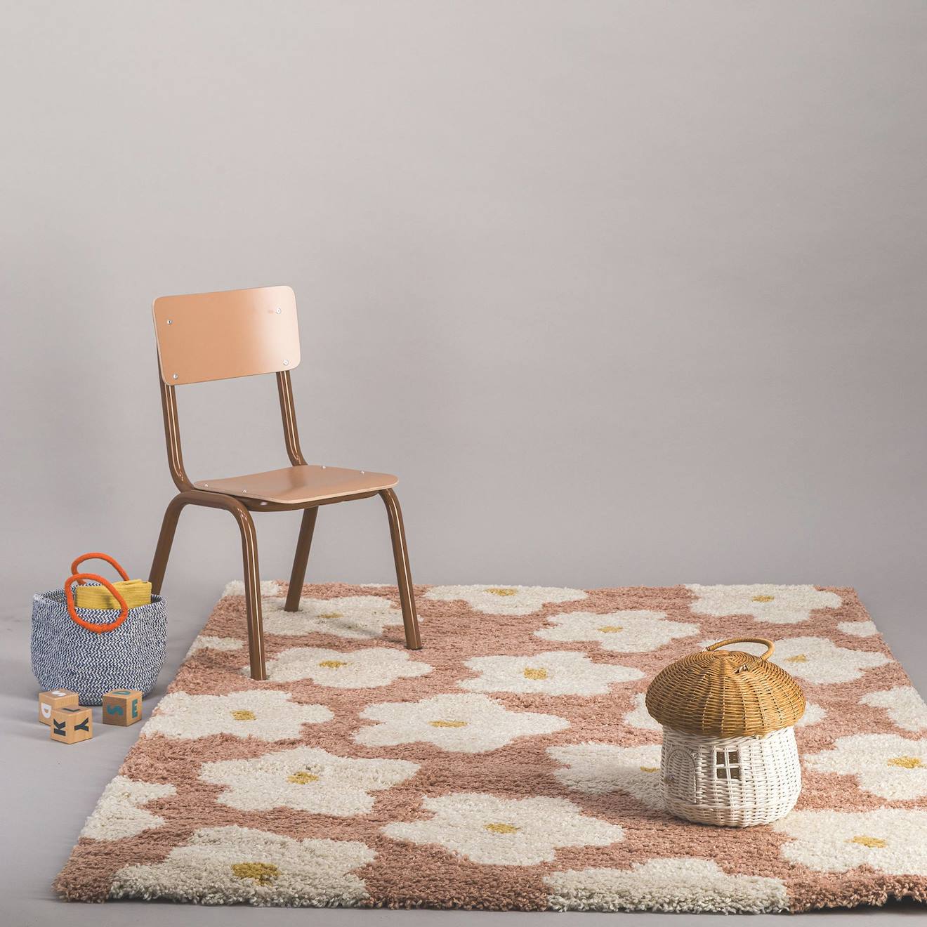 Tapis Enfant Épais Et Confortable Fleurs Rose (Afk Living) - Image 1
