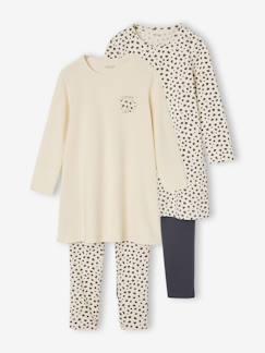Lot de 2 pyjamas chemises de nuit legging léopard   - vertbaudet enfant