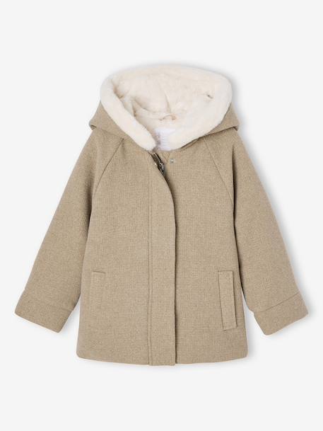 Manteau fille à capuche drap de laine  - vertbaudet enfant