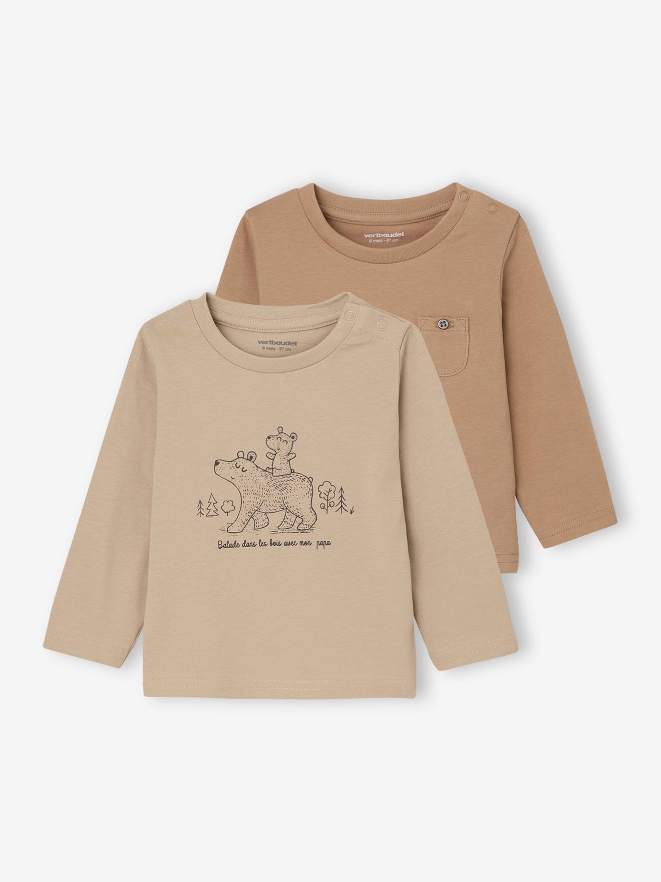 Lot de 2 tee-shirts bébé manches longues noisette