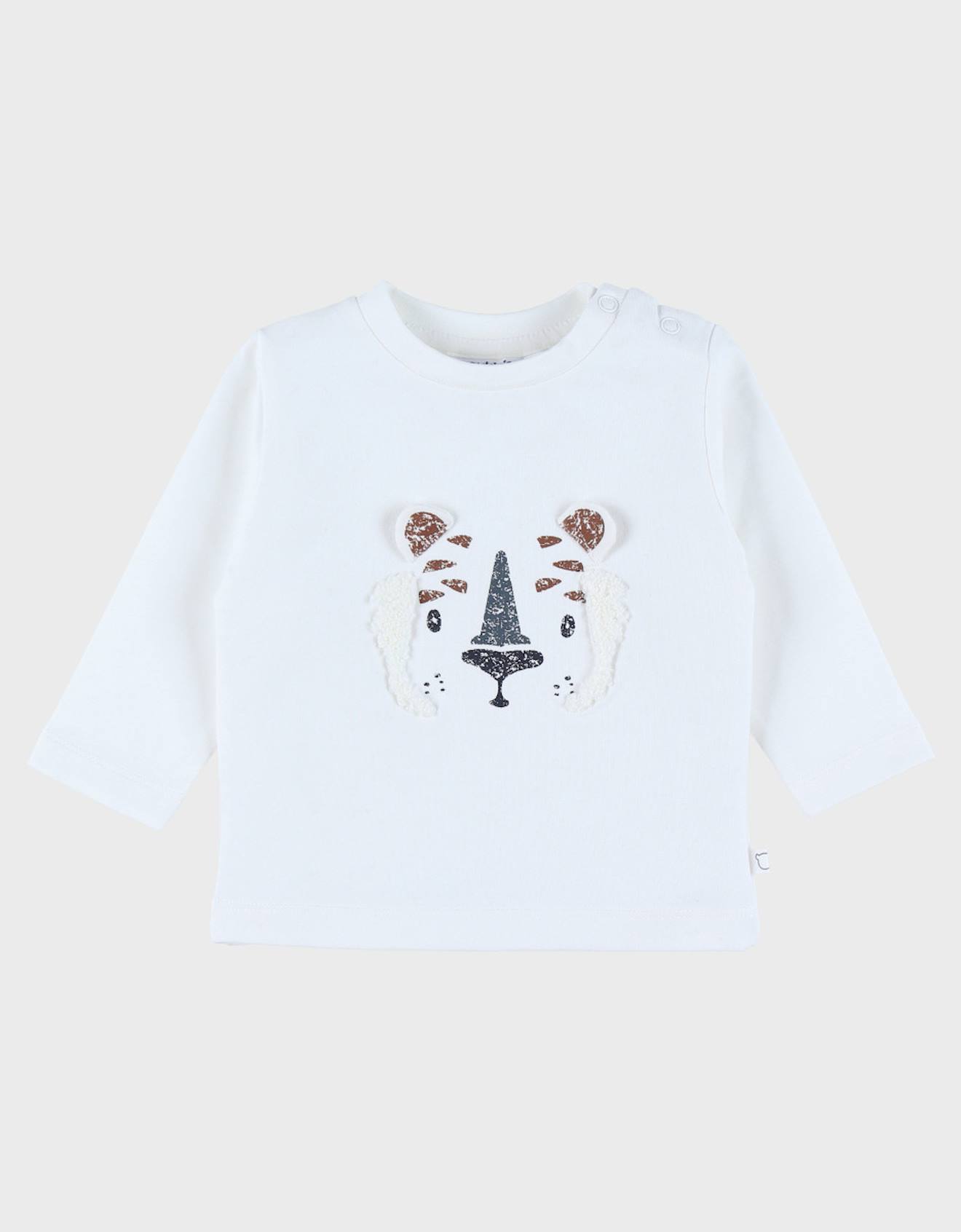 T-shirt Manches Longues Brodé En Coton Blanc