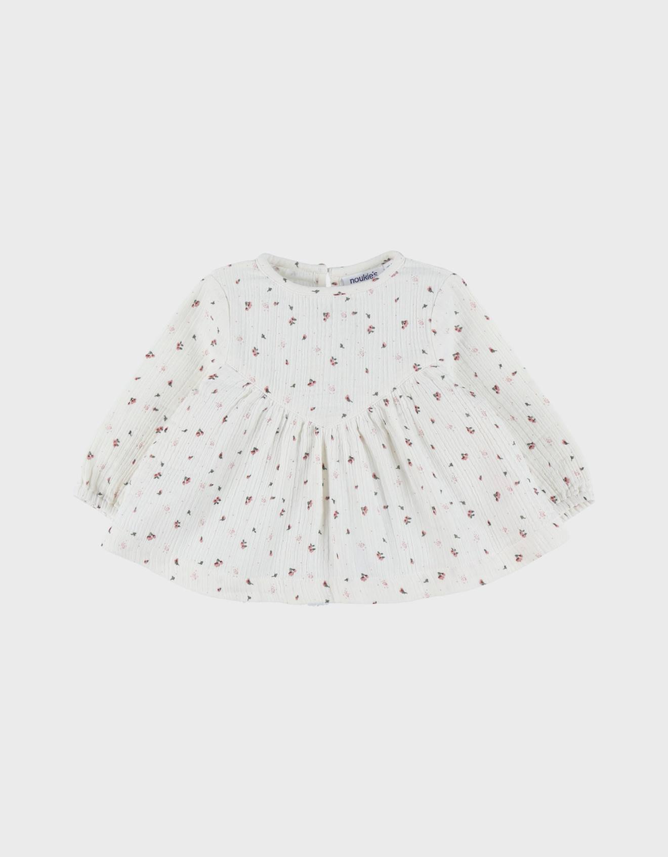 Blouse En Coton Imprimé Fleuri Ecru