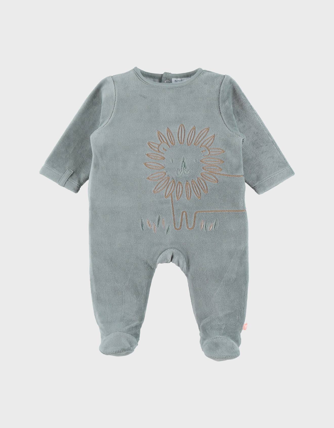 Pyjama En Velours Brodé Lion Vert