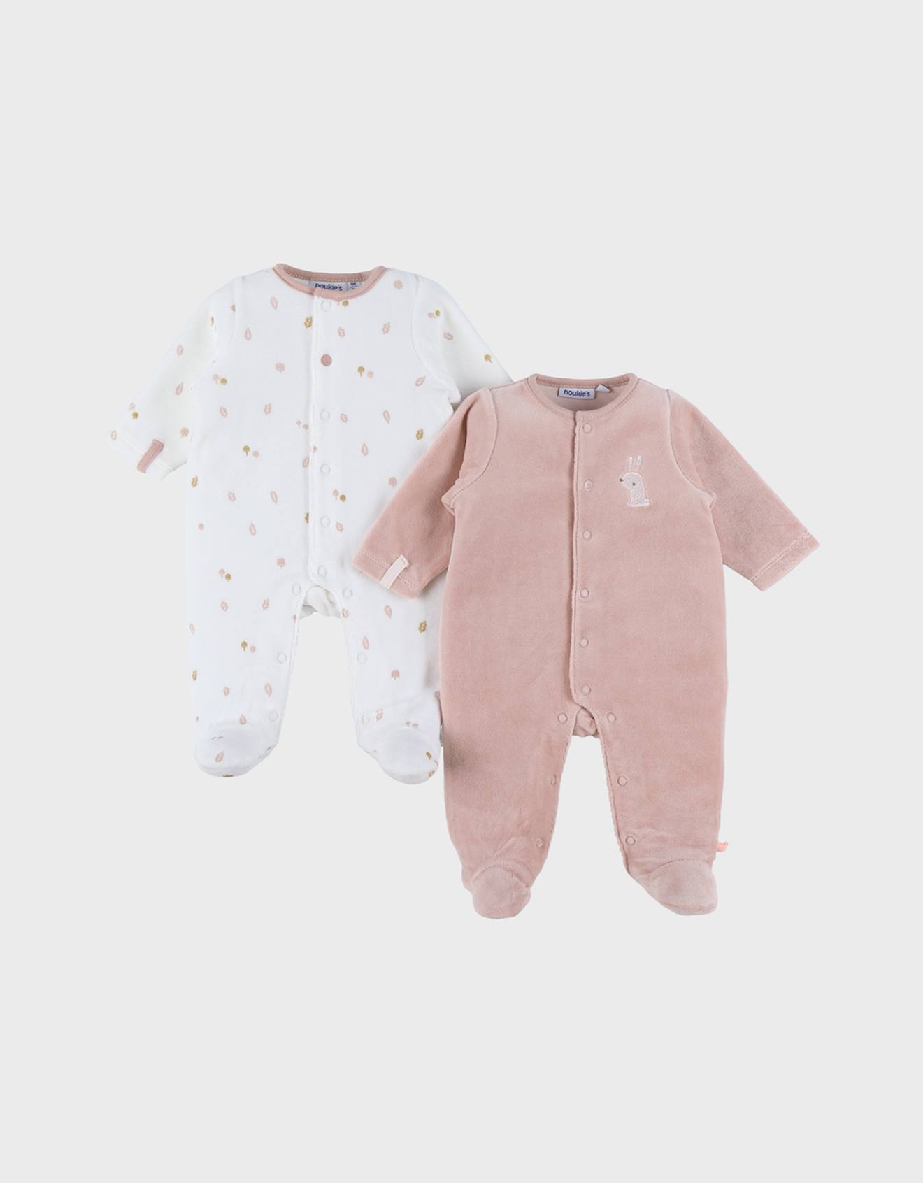 Lot De 2 Pyjamas En Velours Bébé Et Brodé Rose