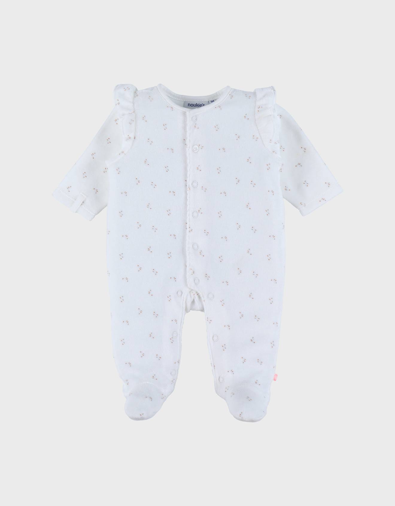 Pyjama Bébé En Velours À Volants Blanc
