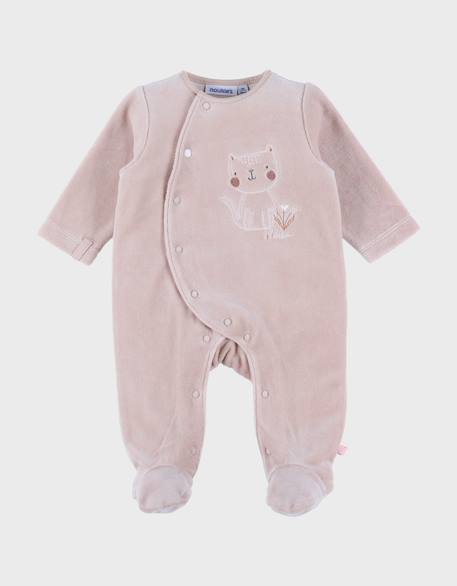 Bébé-Pyjama bébé en velours avec broderie chat