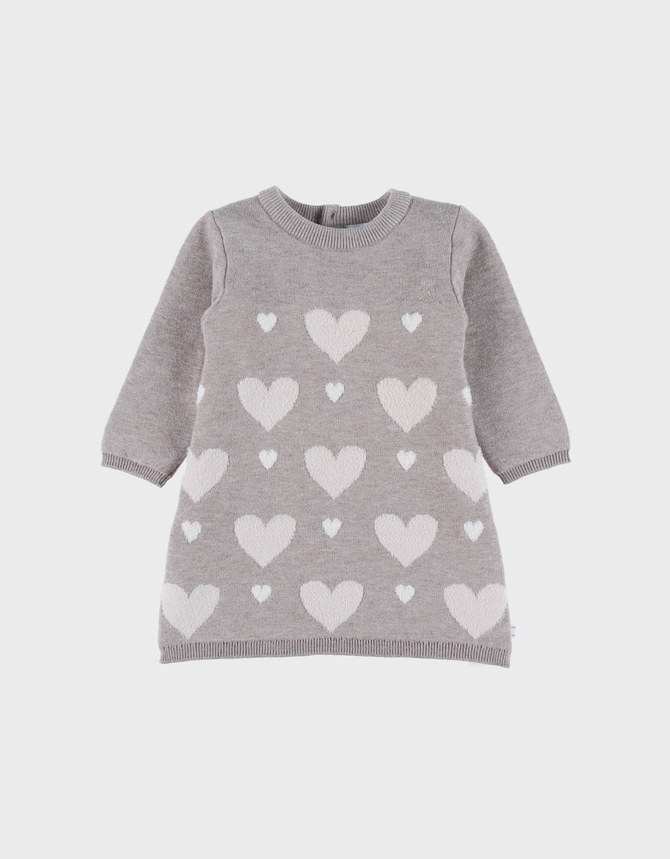 Robe En Tricot Avec Cœurs Beige