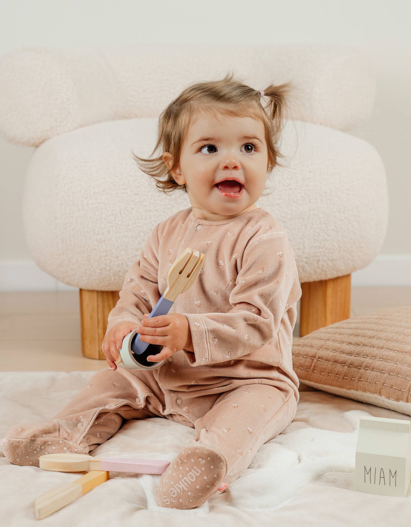 Pyjama Bébé En Velours Rose (Noukie's) - Image 2