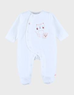 Pyjama Bébé En Velours Brodé Lapin Gris - Noukies