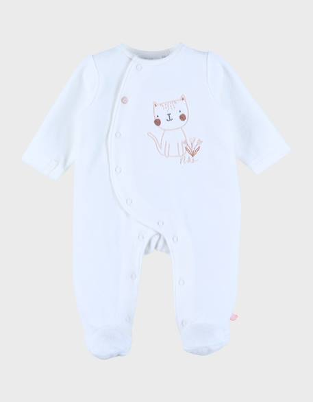 Bébé-Pyjama bébé en velours avec broderie chat