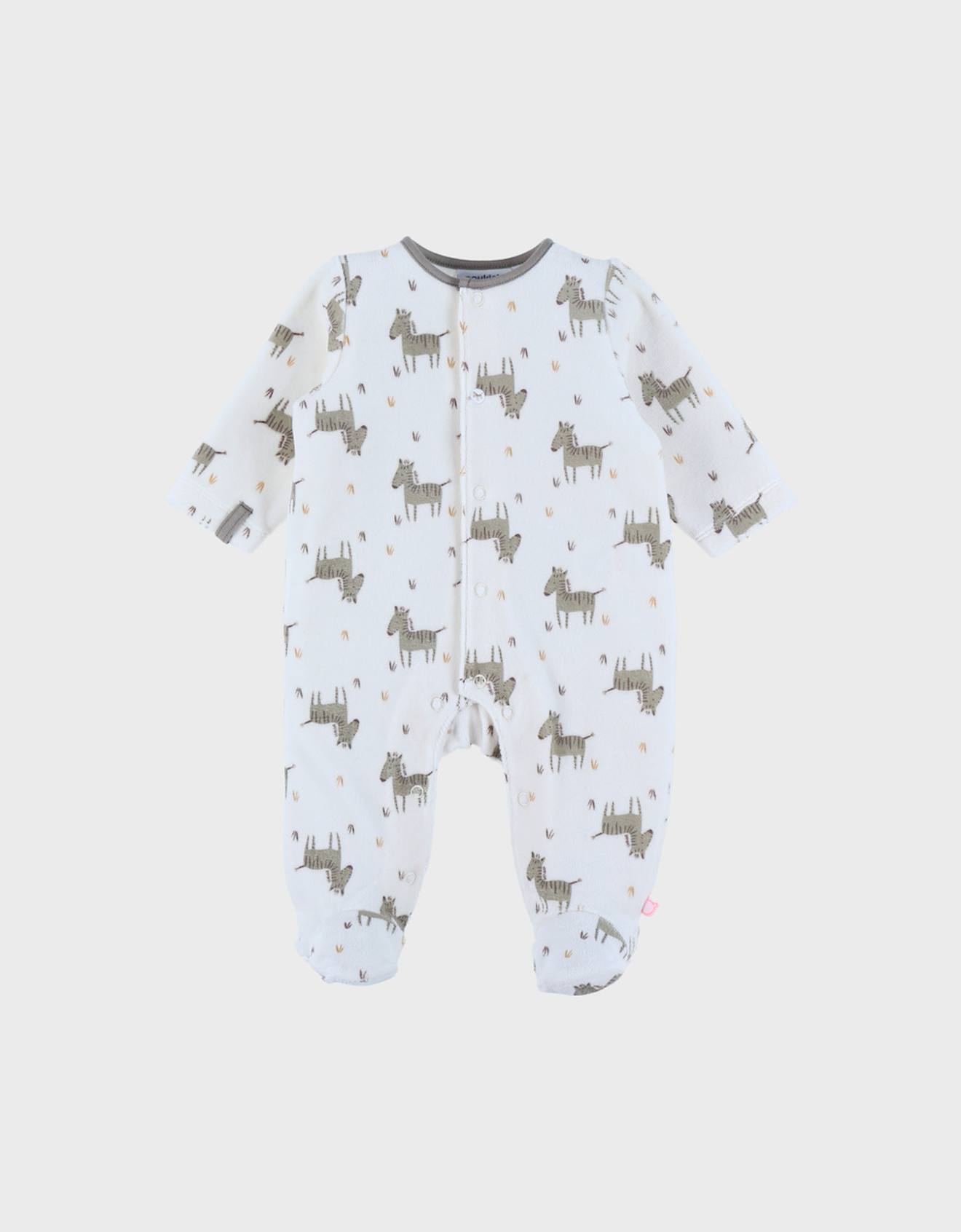 Pyjama Bébé En Velours À Motif Blanc