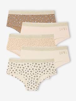 -Lot de 5 Shorties Léopard et Love Fille