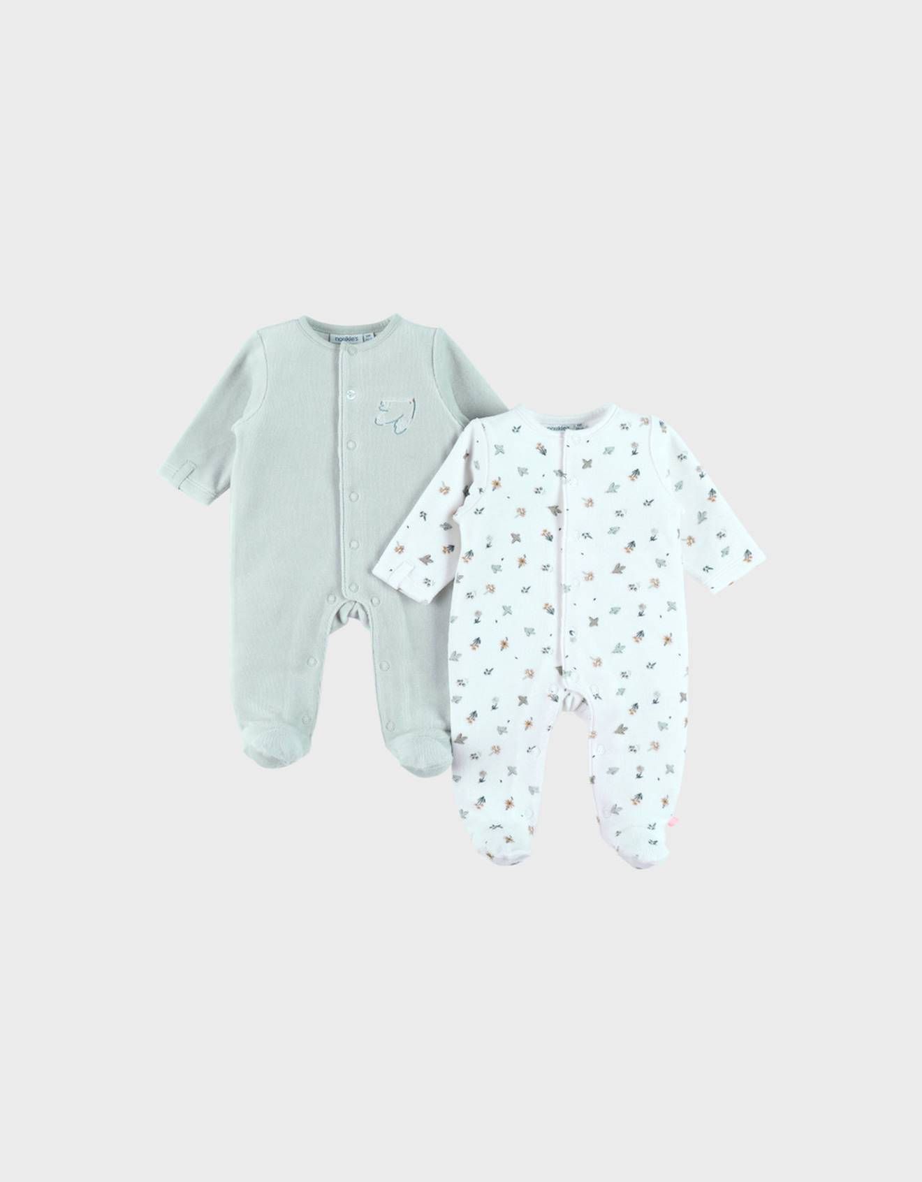 Lot De 2 Pyjamas En Velours Brod Vert 24 €
