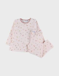 -Pyjama 2 pièces en velours à motif floral et lapin