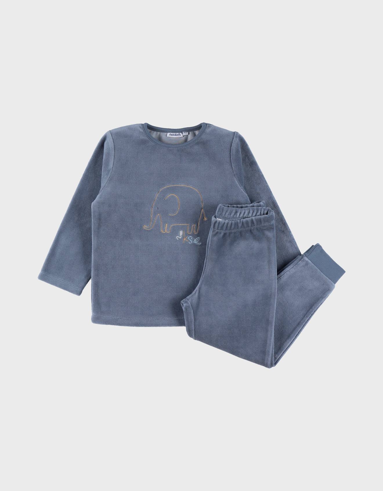 Pyjama En Velours Éléphant Bleu