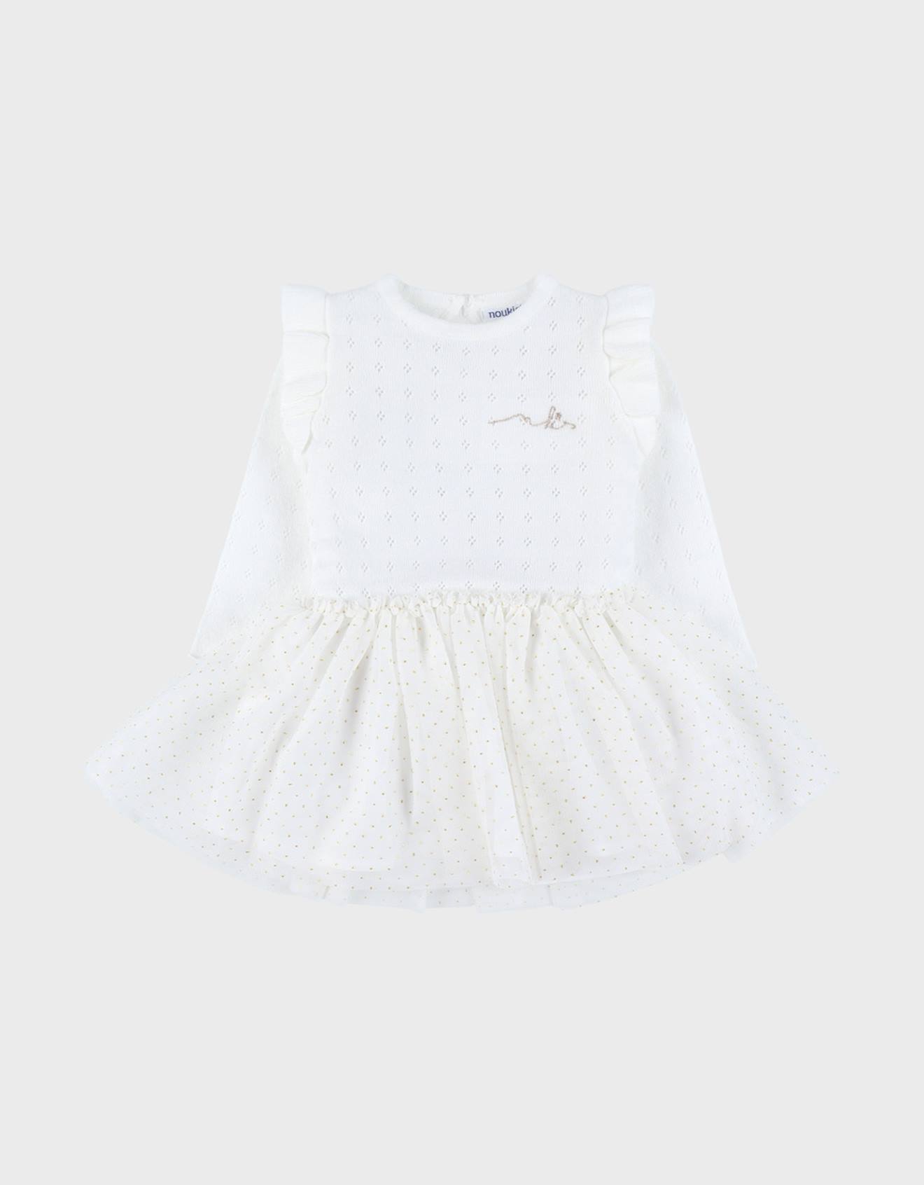 Robe Bébé Fille Avec Tricot Ecru