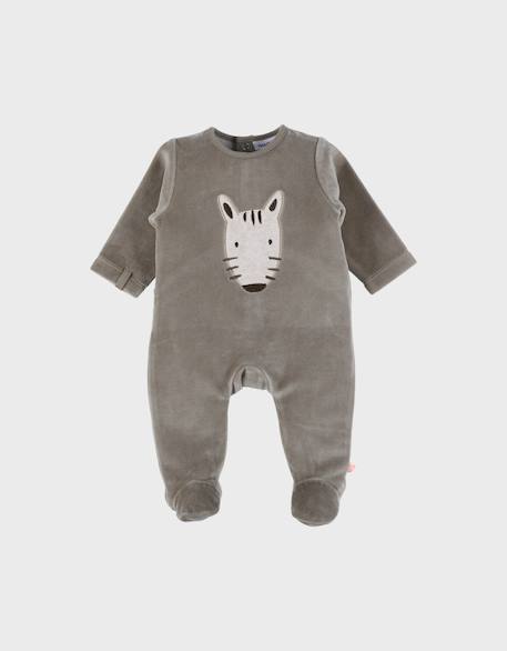 Bébé-Pyjama bébé en velours  brodé zèbre