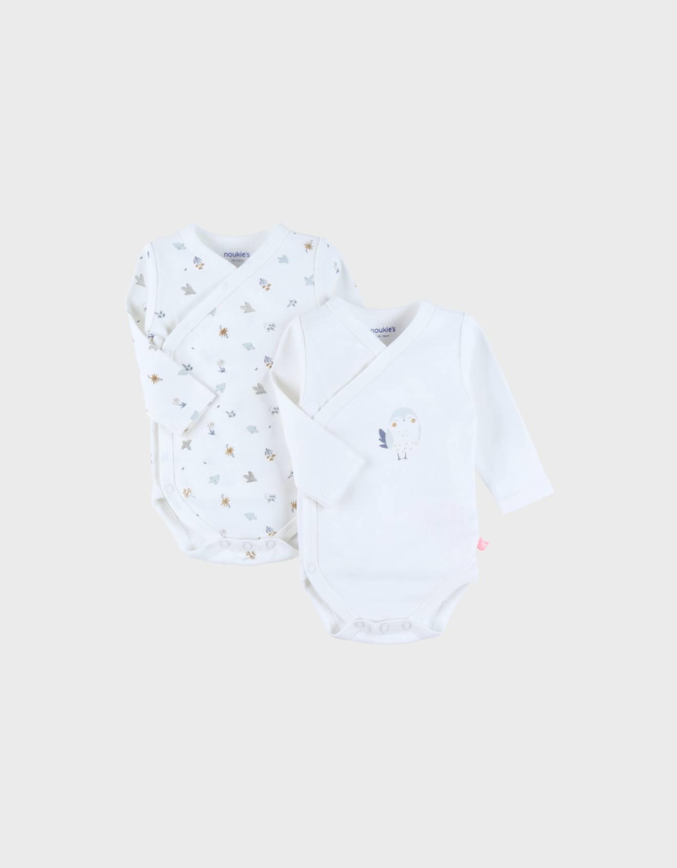 Lot De 2 Bodies Croisés En Coton Motif Floral Blanc