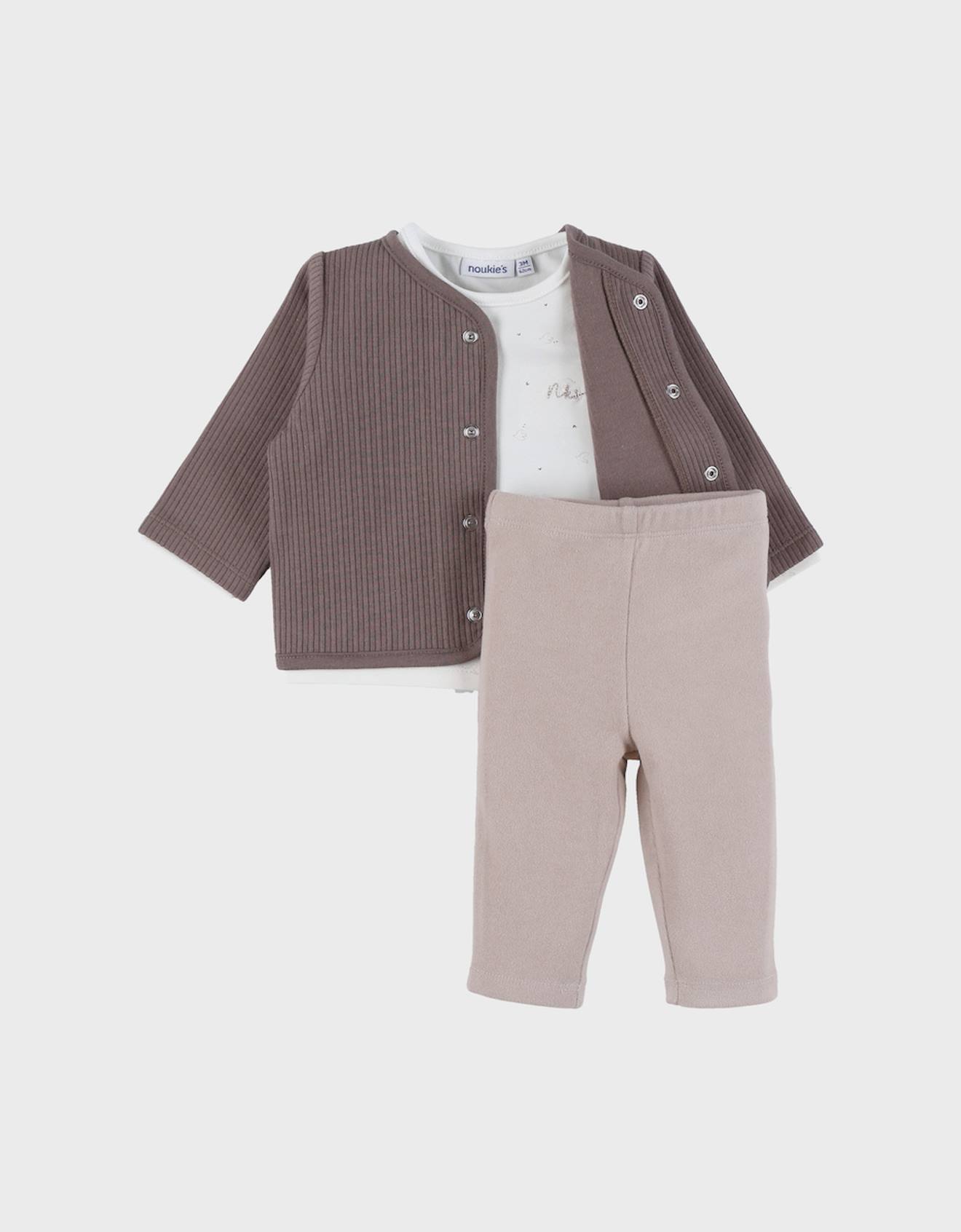 Ensemble 3 Pièces En Jersey Avec Gilet T-shirt Et Leggings Beige