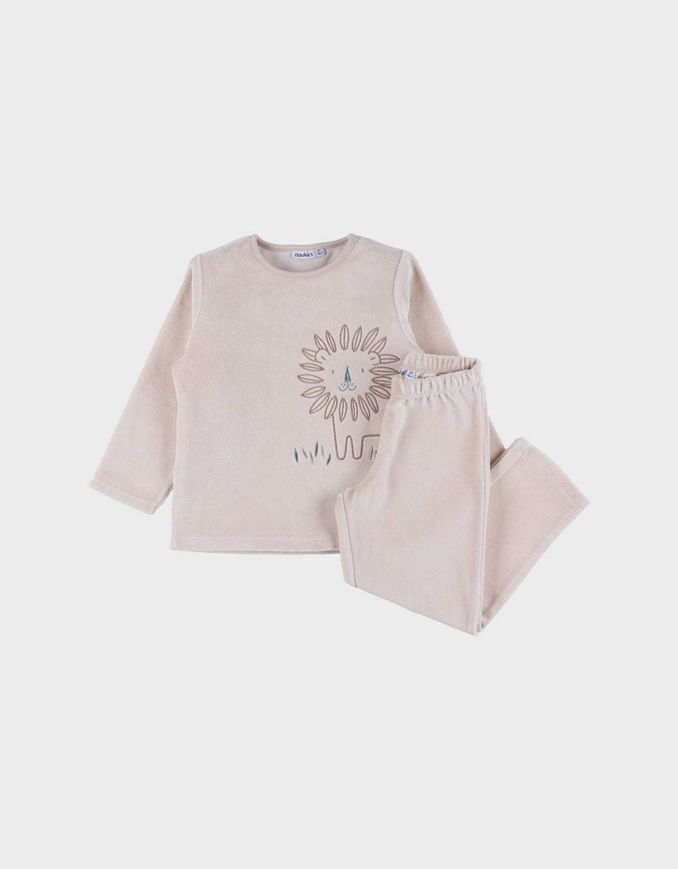 Pyjama en velours côtelé lion beige