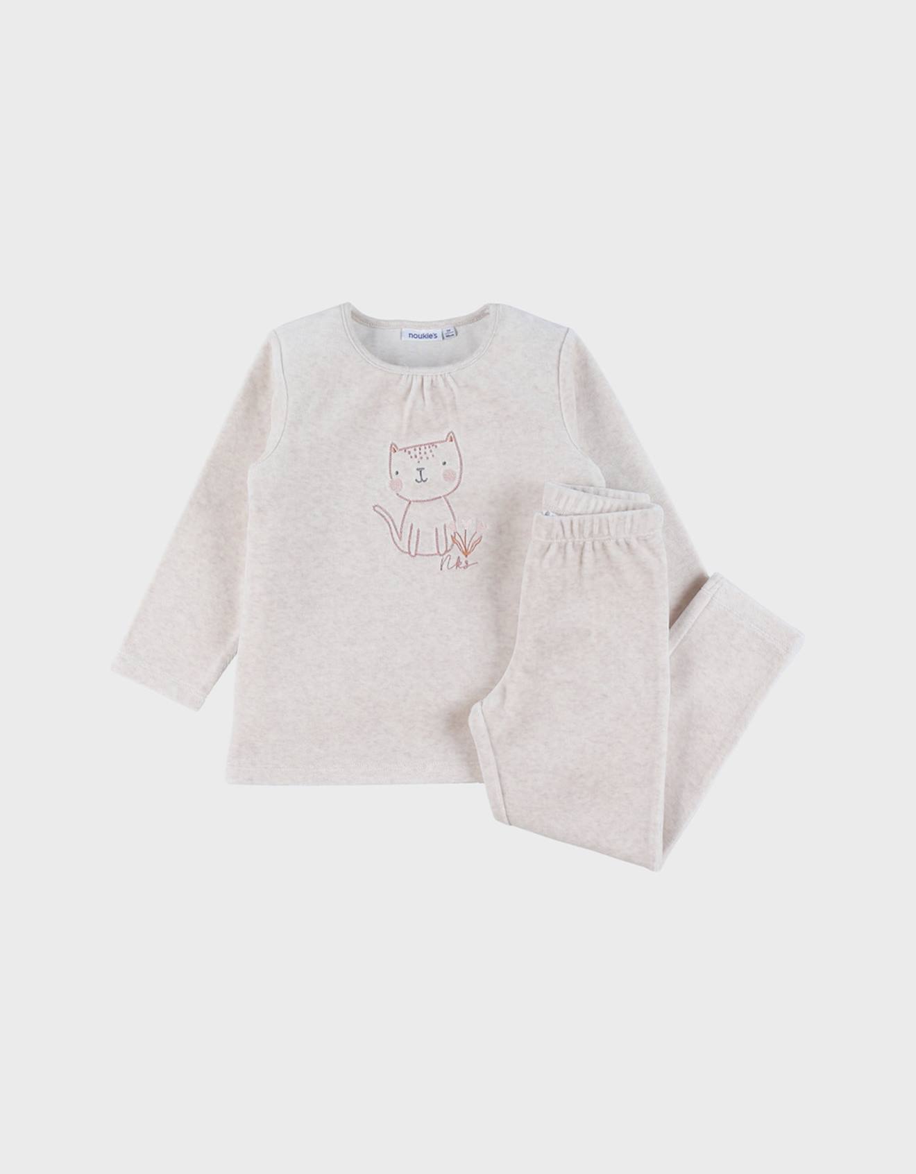 Pyjama 2 Pièces En Velours Beige