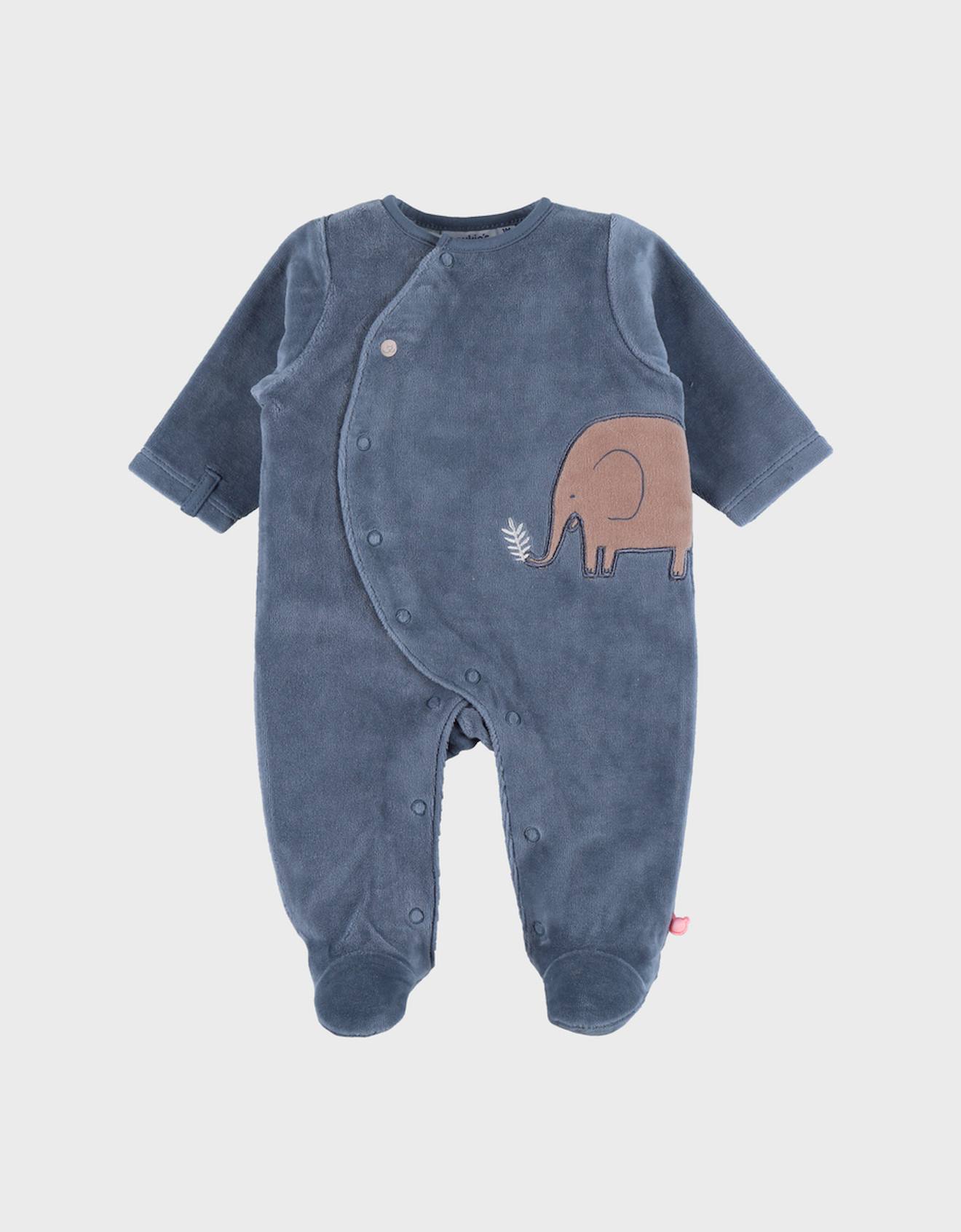 Pyjama Bb En Velours Avec Broderie lphant Bleu 15 €
