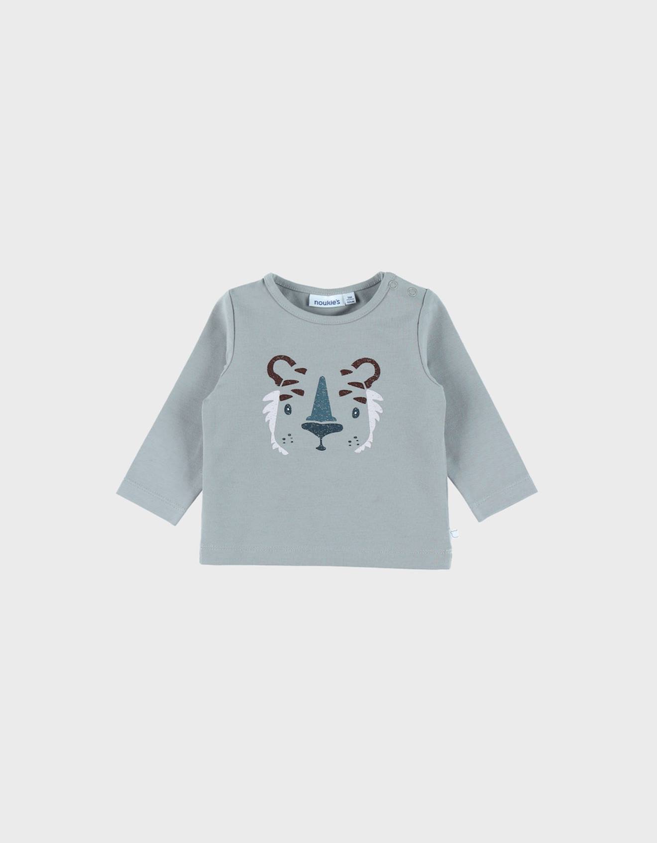 T-shirt En Coton À Manches Longues Imprimé Tigre Vert