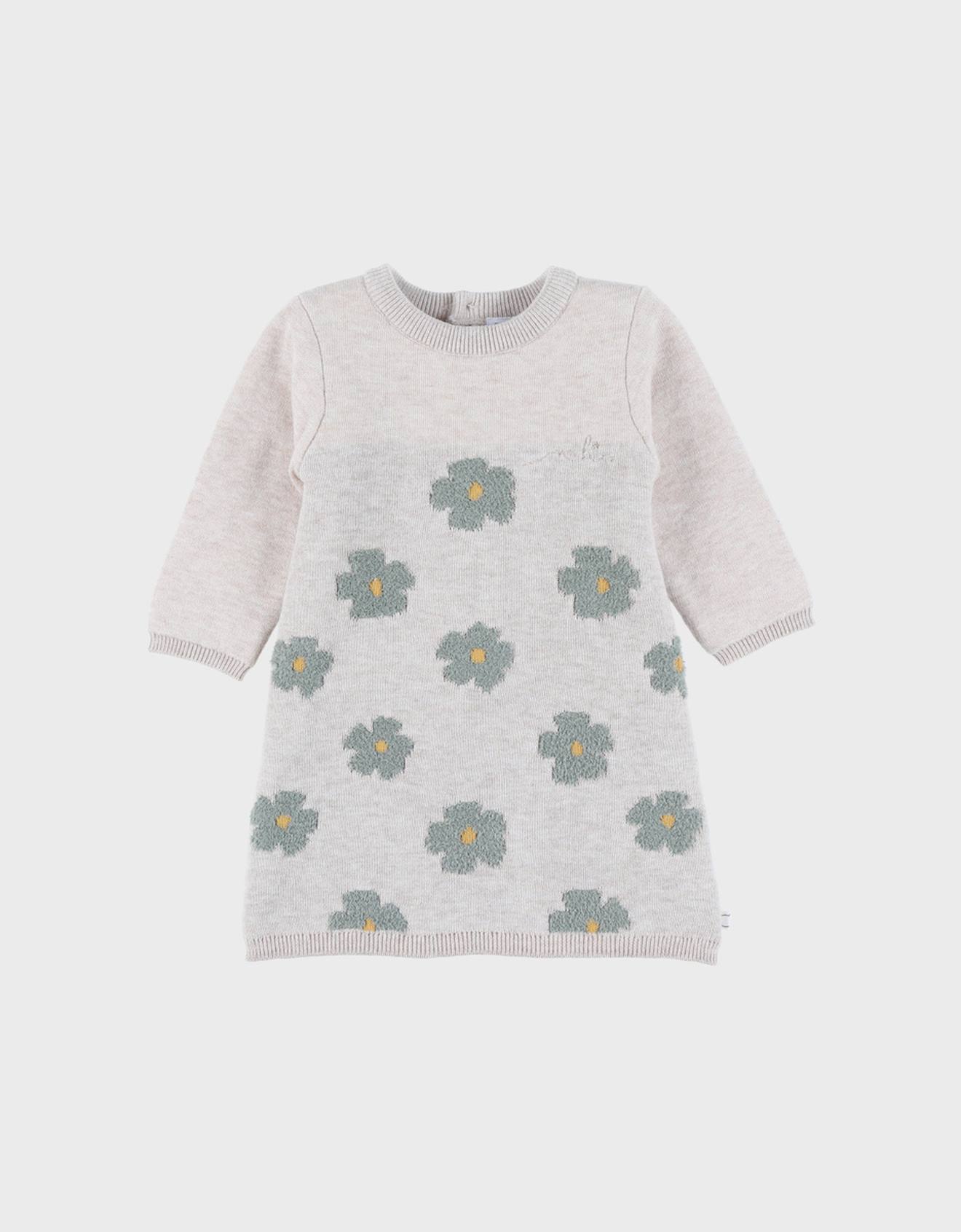 Robe En Tricot Avec Motif Floral Beige