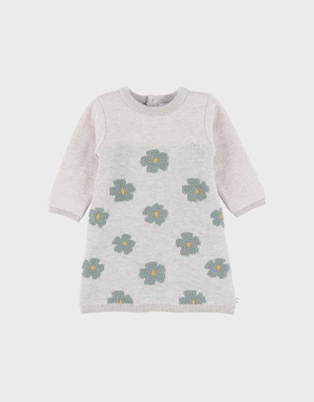 Bébé-Robe en tricot  avec motif floral