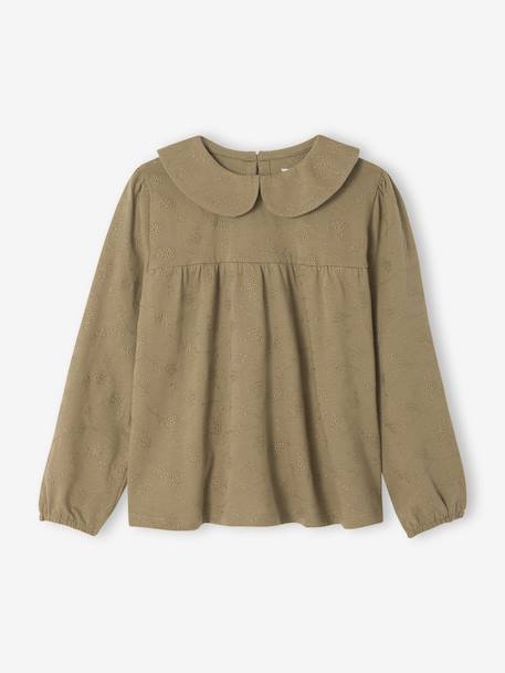 T-shirt blouse en broderie anglaise fille manches longues  - vertbaudet enfant