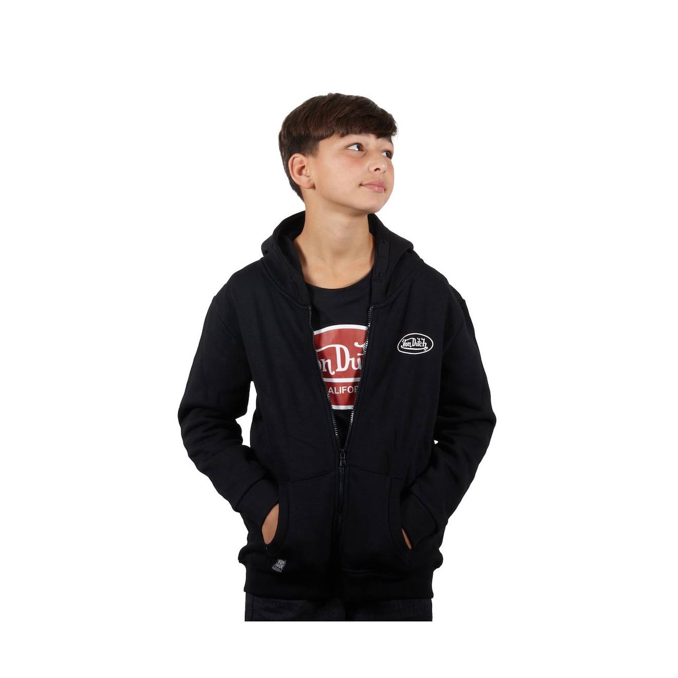 Sweat Zippé À Col Rond Et Capuche Von Dutch Slimane Noir/blanc