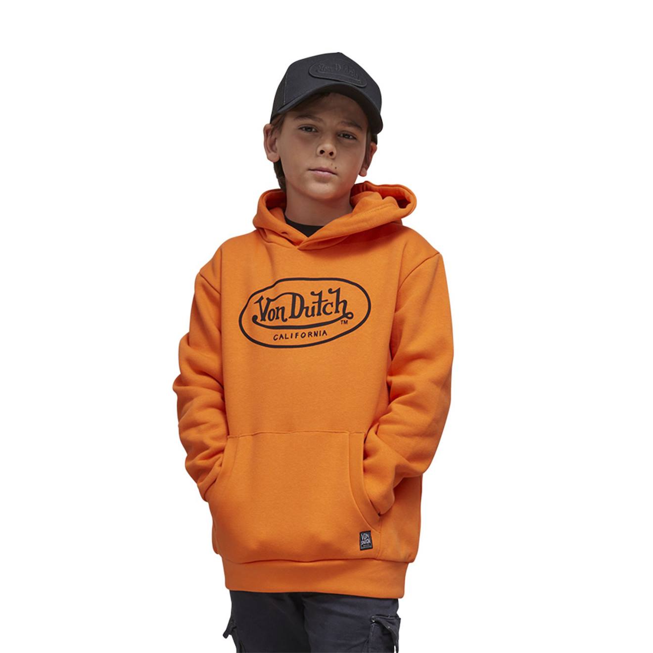 Sweat À Capuche Garçon Brand Orange/noir Sweat À Capuche Garçon Brand Orange/noir