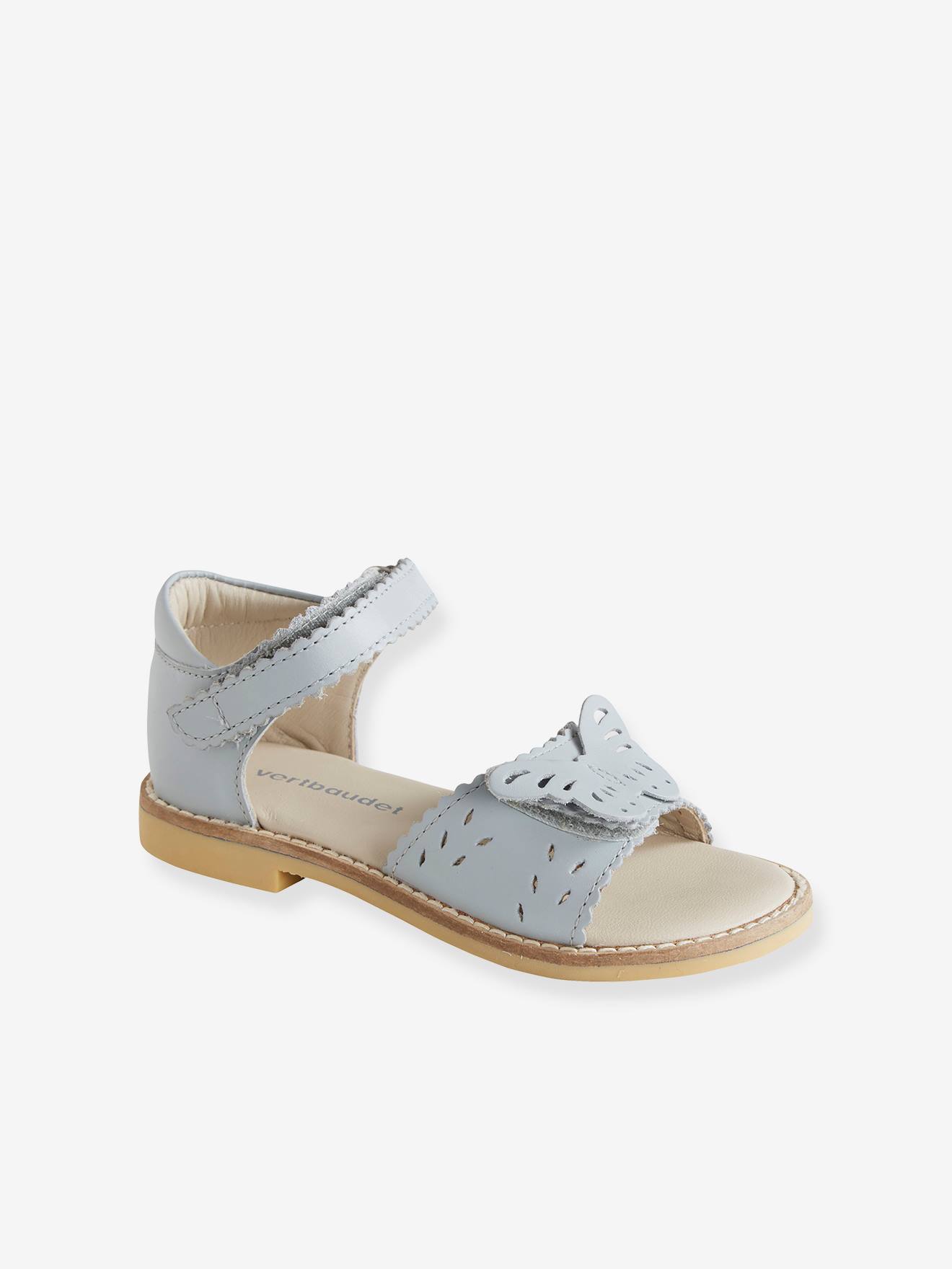Sandales en cuir fille collection maternelle bleu clair
