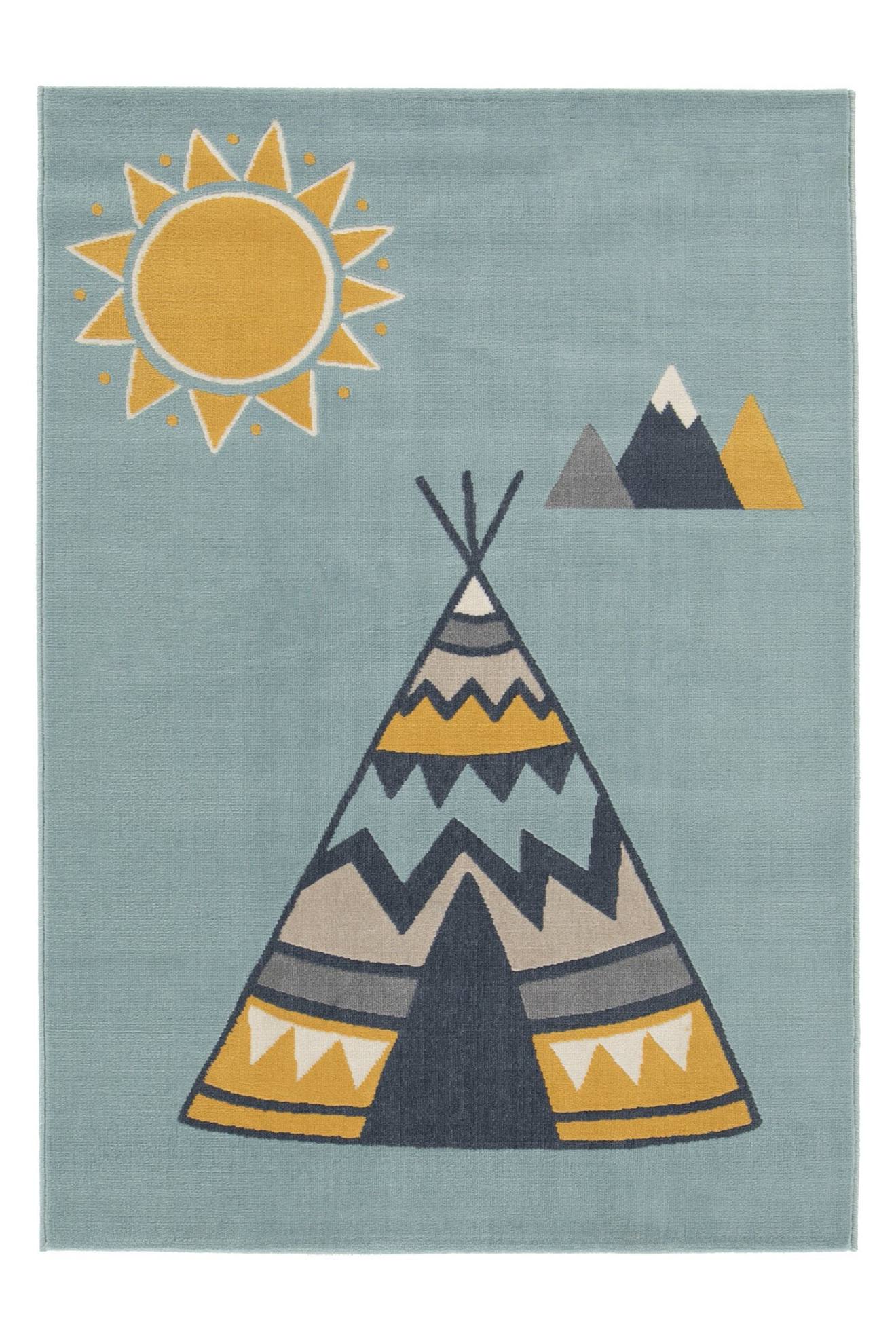Tapis Enfant Super Doux Tipi Bleu