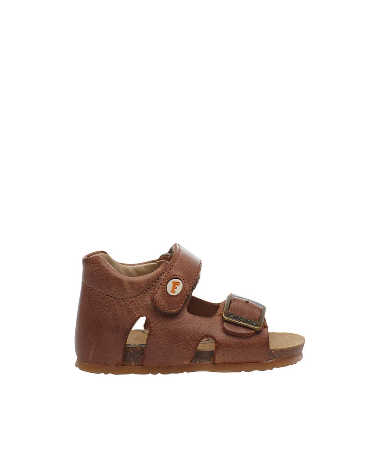 Sandales En Cuir Avec Boucle Et Scratch Bea Marron