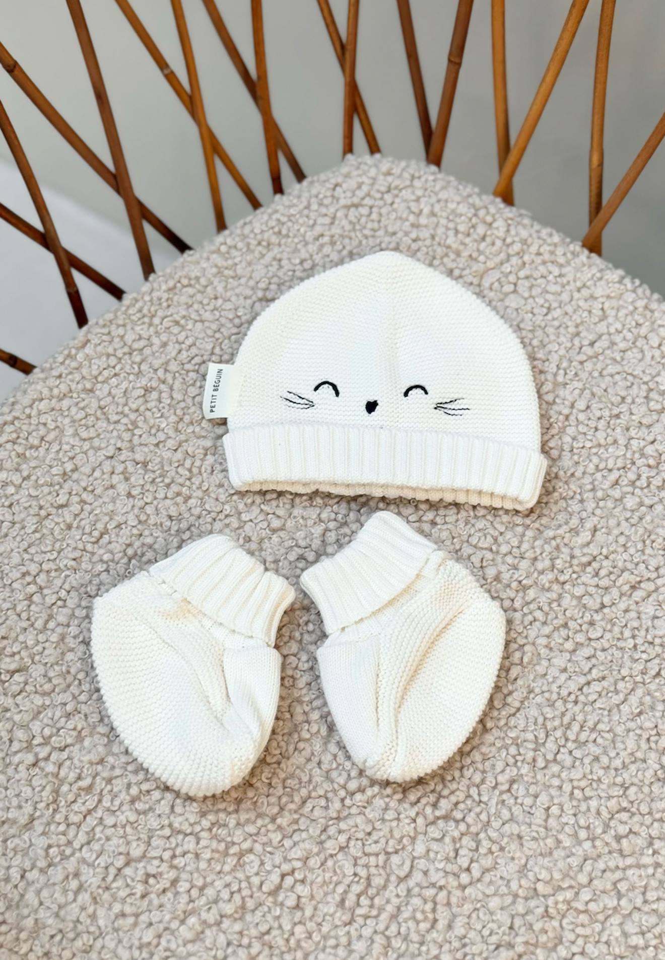 Bonnet Bb Et Chaussons En Tricot Hello Baby Ecru 11 €