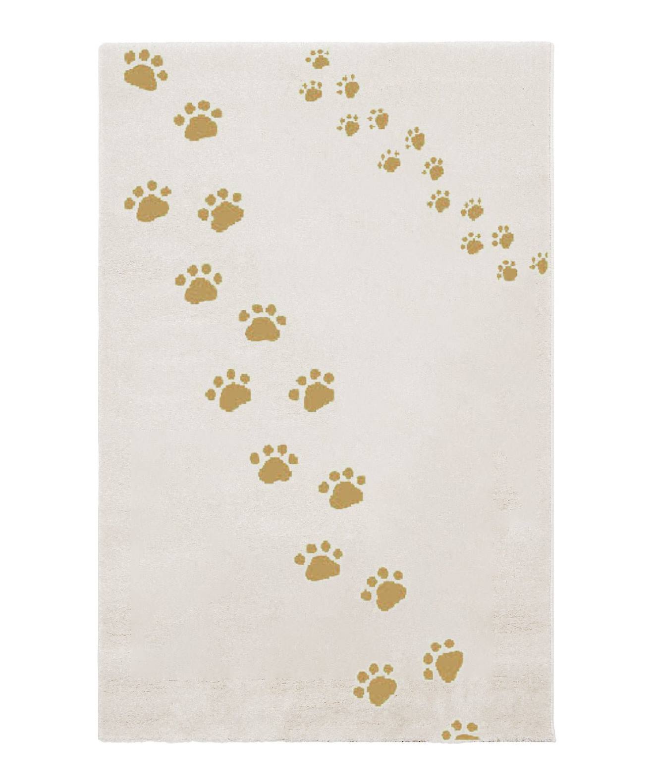 Tapis enfant doux et confortable empreintes d'ours jaune